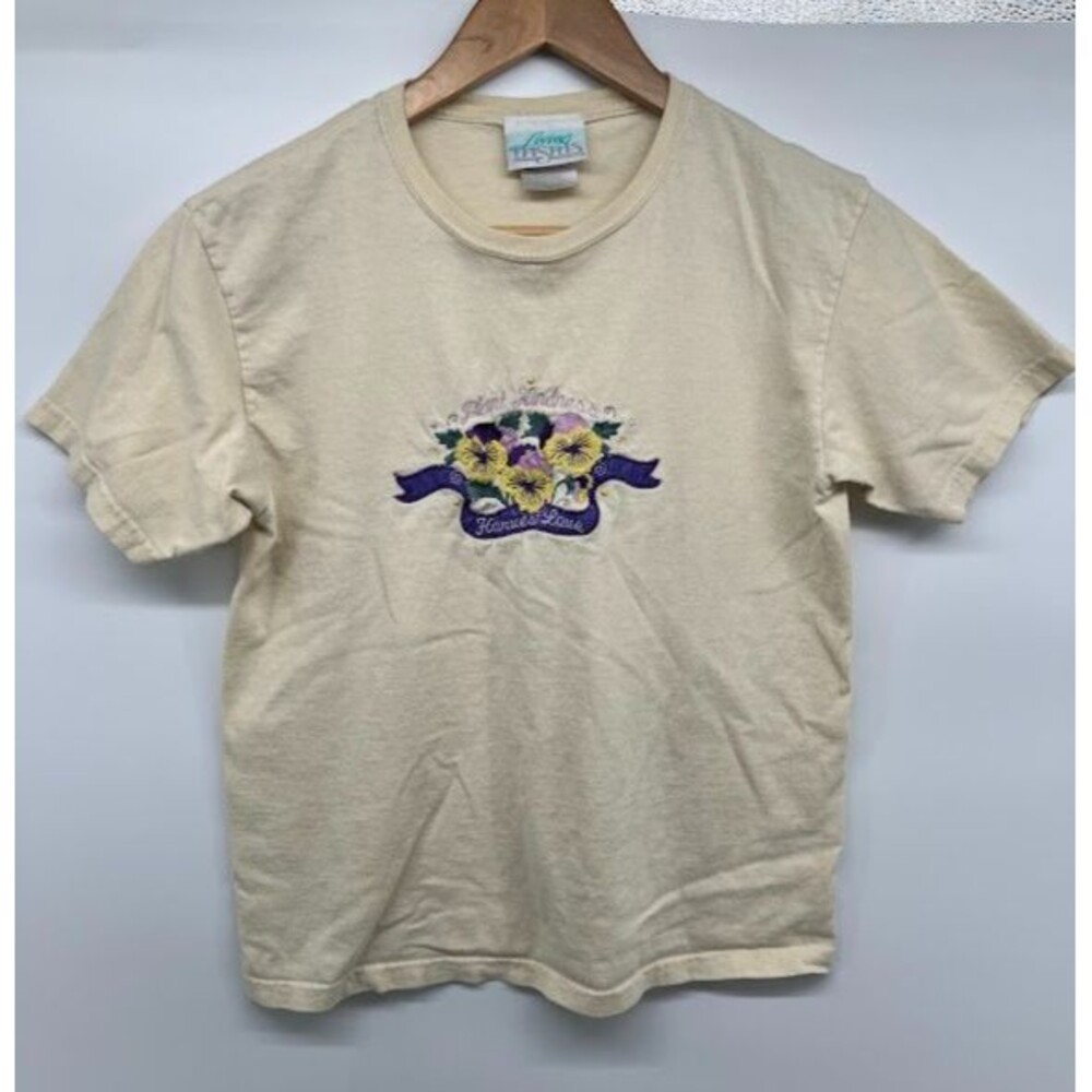Women's Vintage Living Epistles T shirt Size Medium Embroidery Floral Design